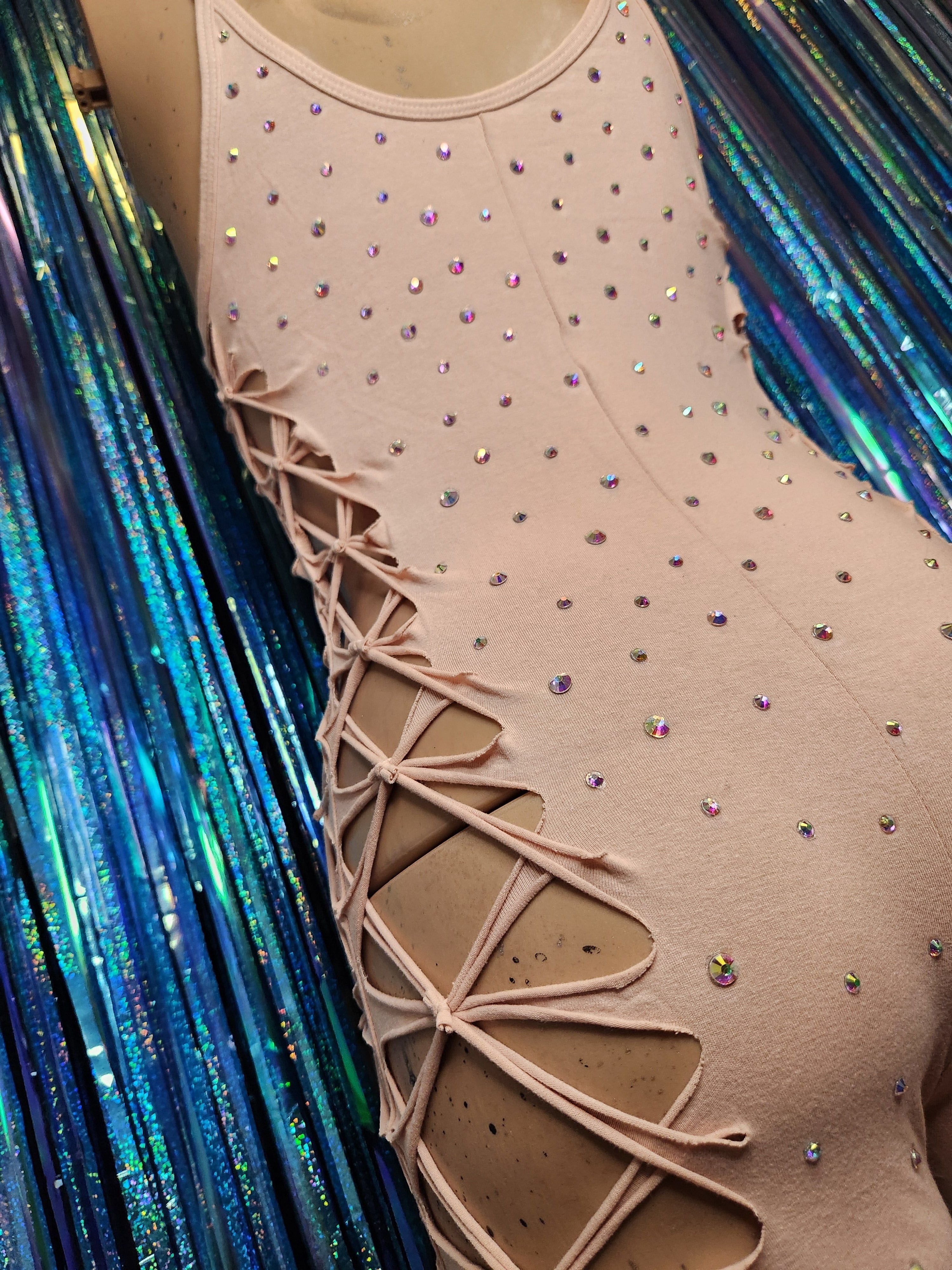 Twisted Movement Rhinestone Chaos Catsuit