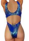 Cleo the Hurricane Bodysuits Jungle Palm Monokini-Royal Teal
