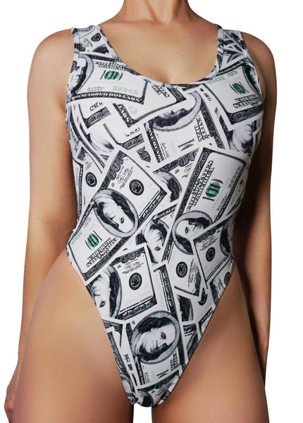 Cleo the Hurricane Bodysuits Money Print Bodysuit Thong