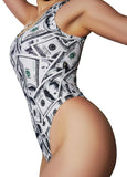 Cleo the Hurricane Bodysuits Money Print Bodysuit Thong