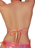 Cleo the Hurricane Tops Reptile String bikini Top-Orange Pink