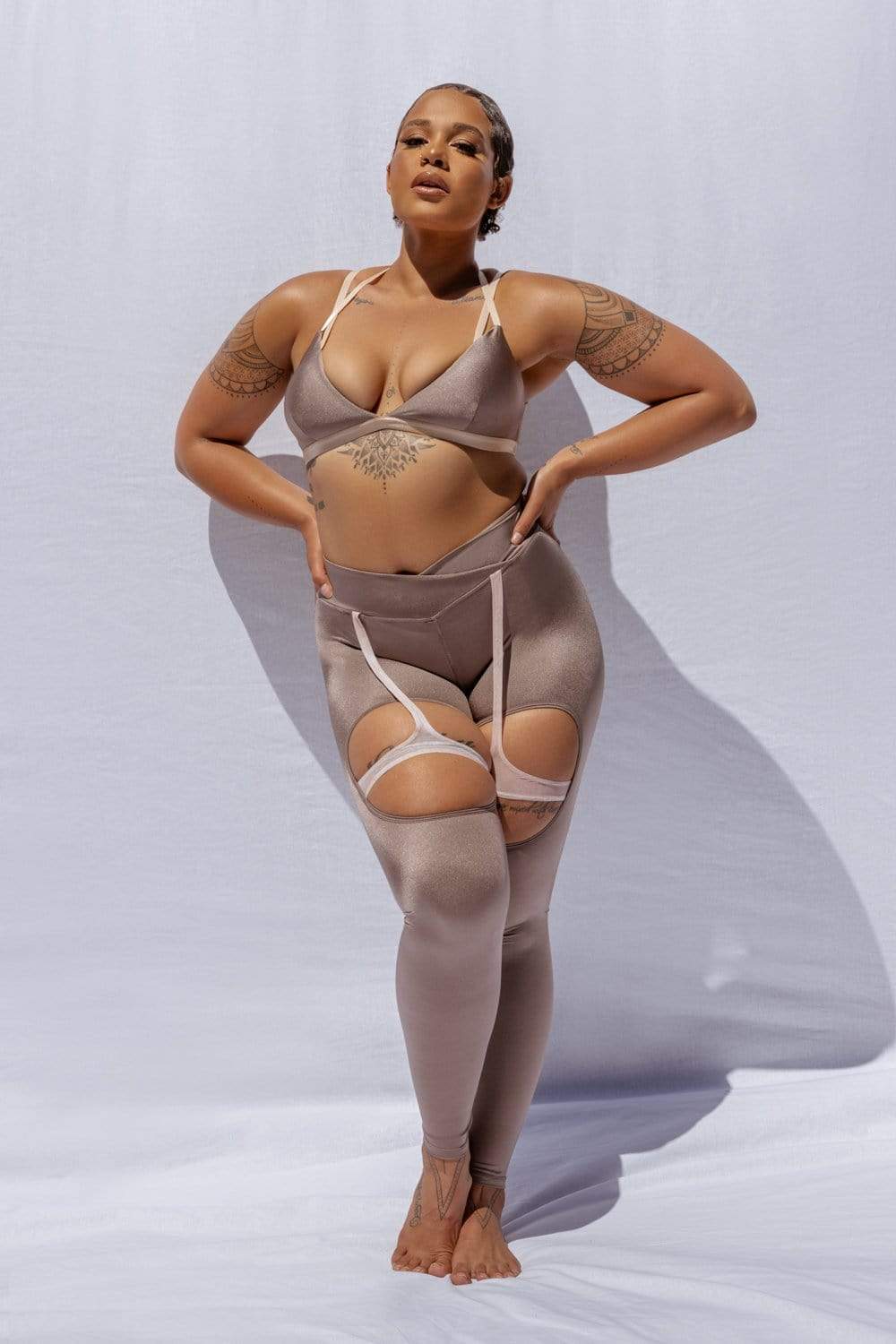 Creatures of XIX Leggings Confession Garter Leggings- Bronzed