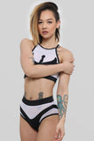Goddess Halter Top - Black with White Mesh - Creatures of XIX - PoleActive
