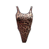 Hamade Activewear Bodysuits Leopard Print High Cut Bodysuit