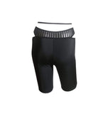 Hamade Activewear Leggings Black Striped Mesh Ring Front Cycling Leggings