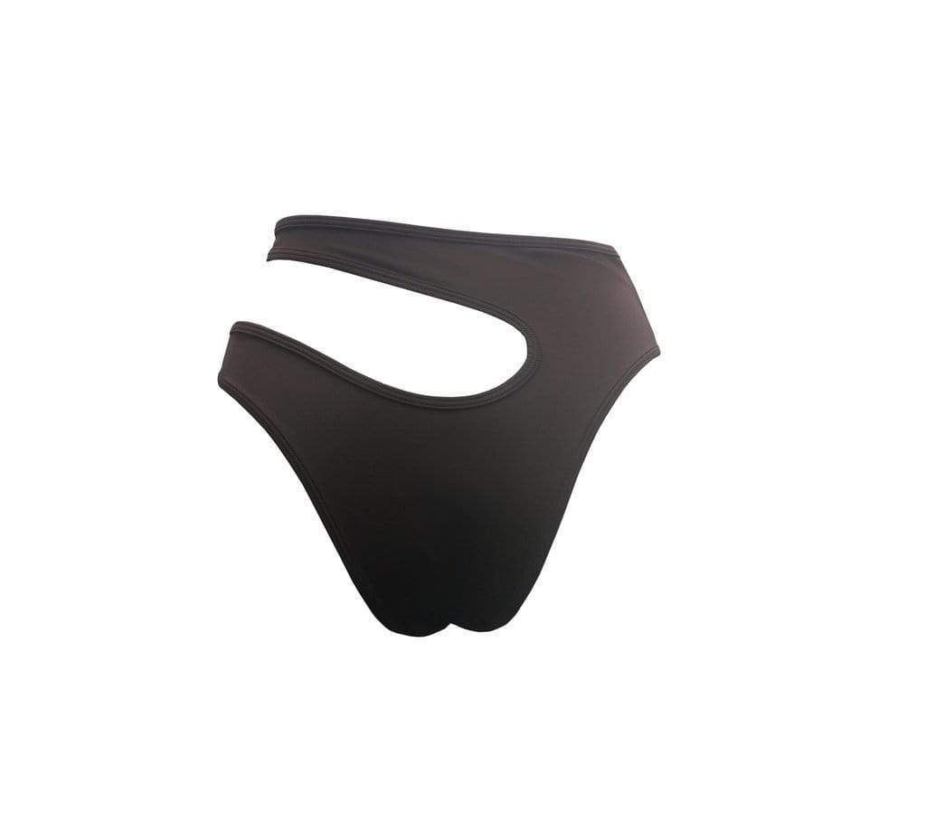 Hamade Activewear Shorts Asymmetric High Cut Bottom Dark Brown