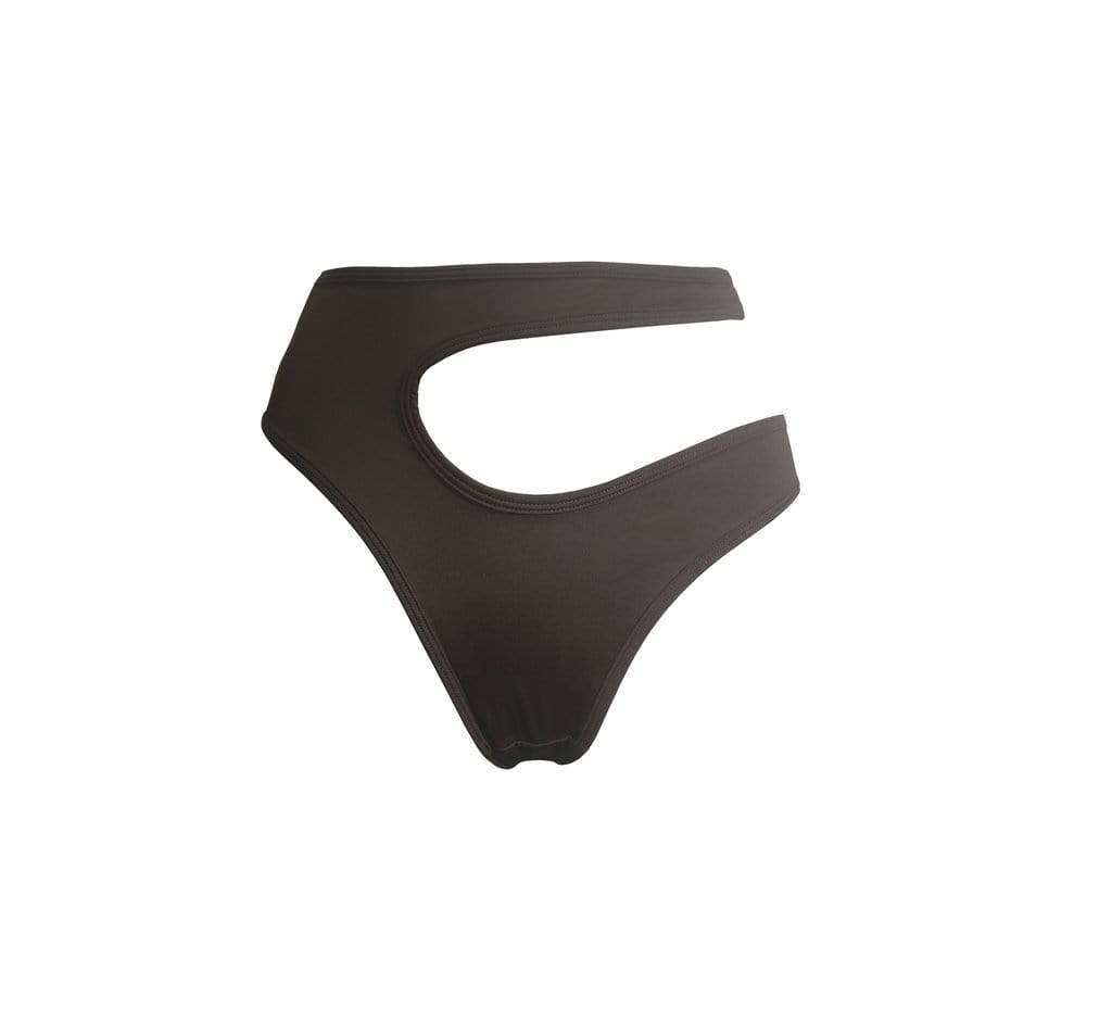 Hamade Activewear Shorts Asymmetric High Cut Bottom Dark Brown