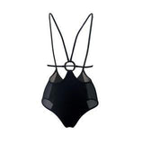 Black Strappy Ring Front Bottom - Hamade Activewear - PoleActive
