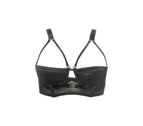 Hamade Activewear Tops Black Ring Front Strappy Bra