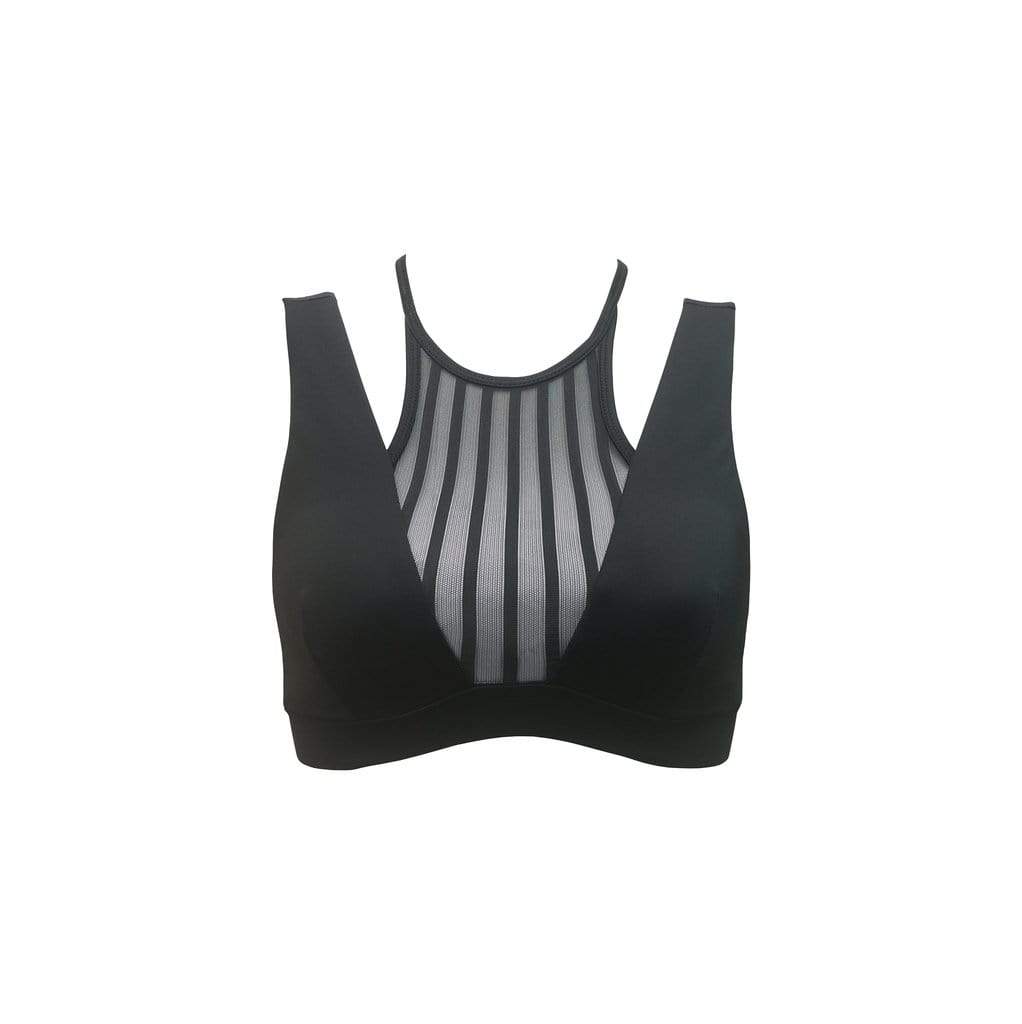 Hamade Activewear Tops Black Striped Mesh Top