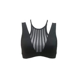 Hamade Activewear Tops Black Striped Mesh Top