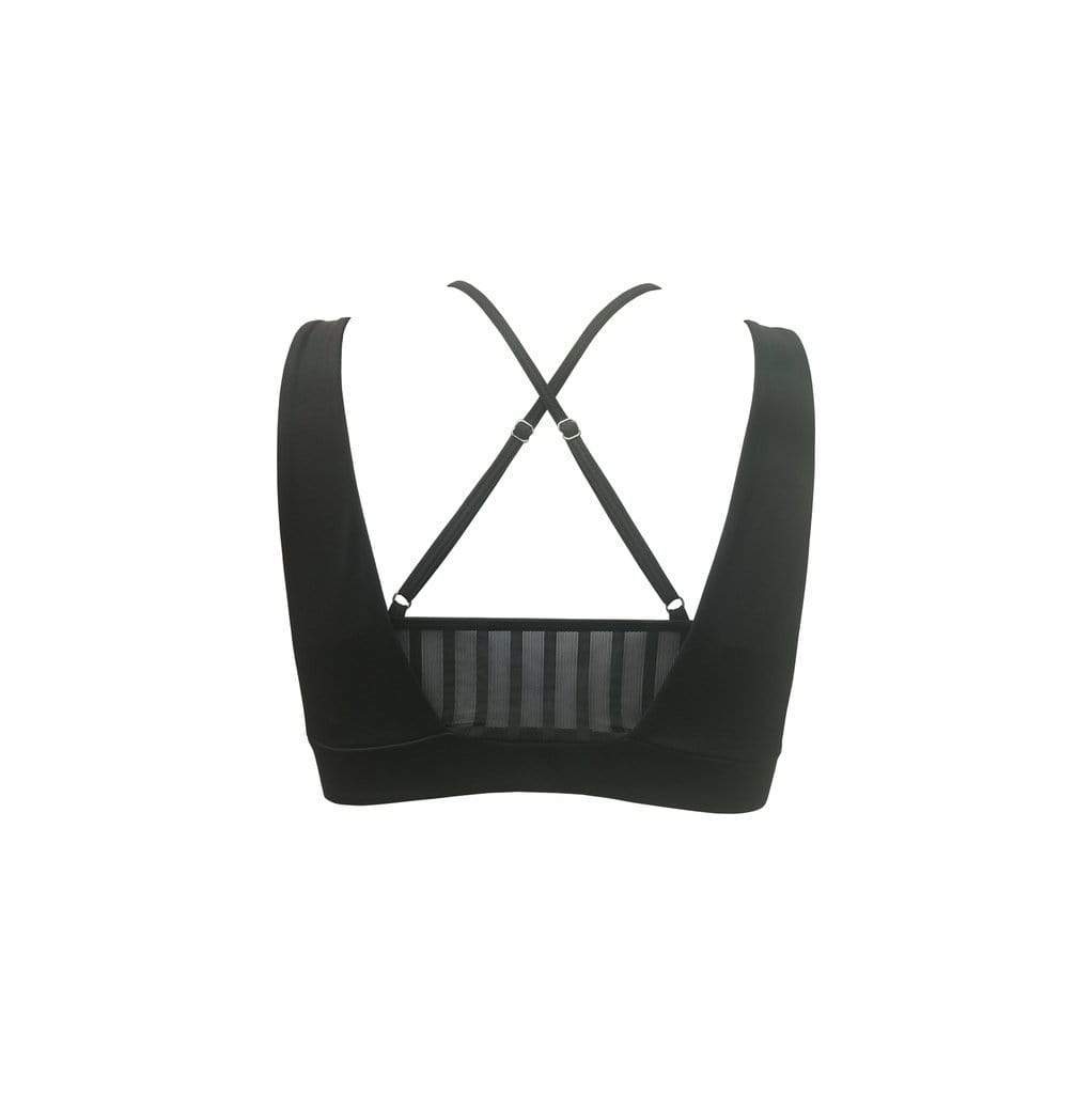 Hamade Activewear Tops Black Striped Mesh Top