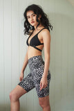 Luna Pole Wear Bottoms Zeta Grey Leopard Biker Shorts