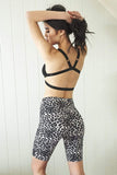 Luna Pole Wear Bottoms Zeta Grey Leopard Biker Shorts