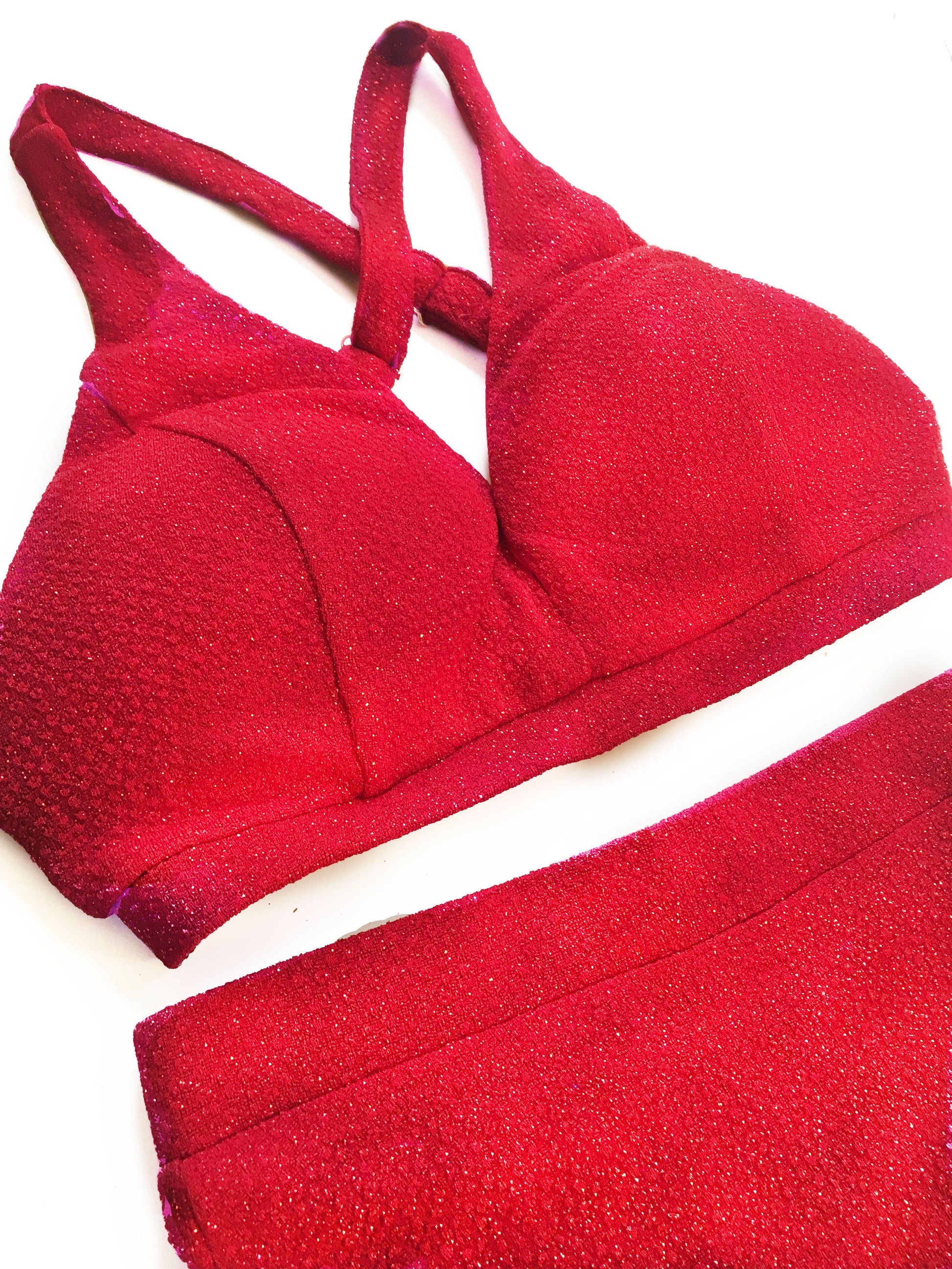 Luna Pole Wear Shorts Luminous High Waist Bottoms - Red