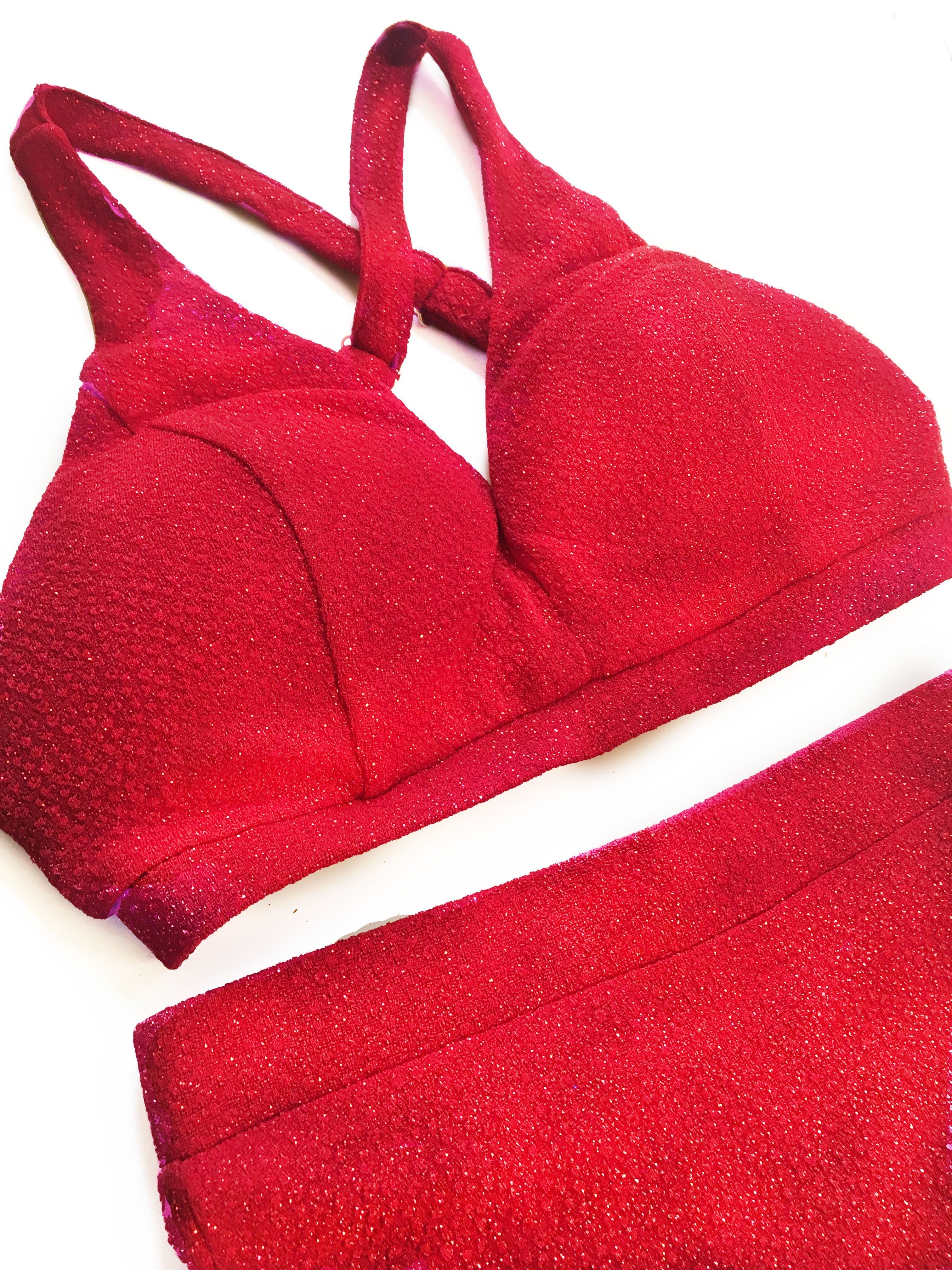 Luna Pole Wear Shorts Luminous High Waist Bottoms - Red