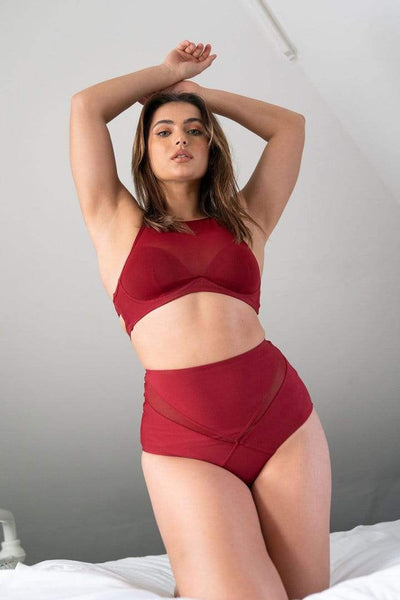 Lunalae Bottoms Ella Mesh High Waist Bottoms Recycled Wine