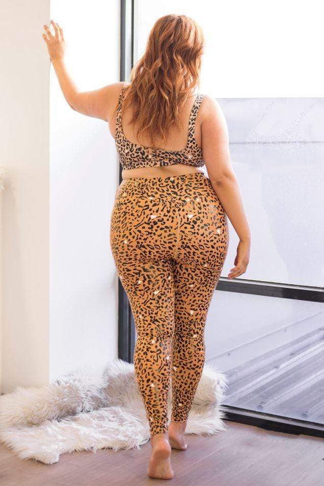 Lunalae Leggings Recycled Sticky Grip Leggings in Brown Leopard