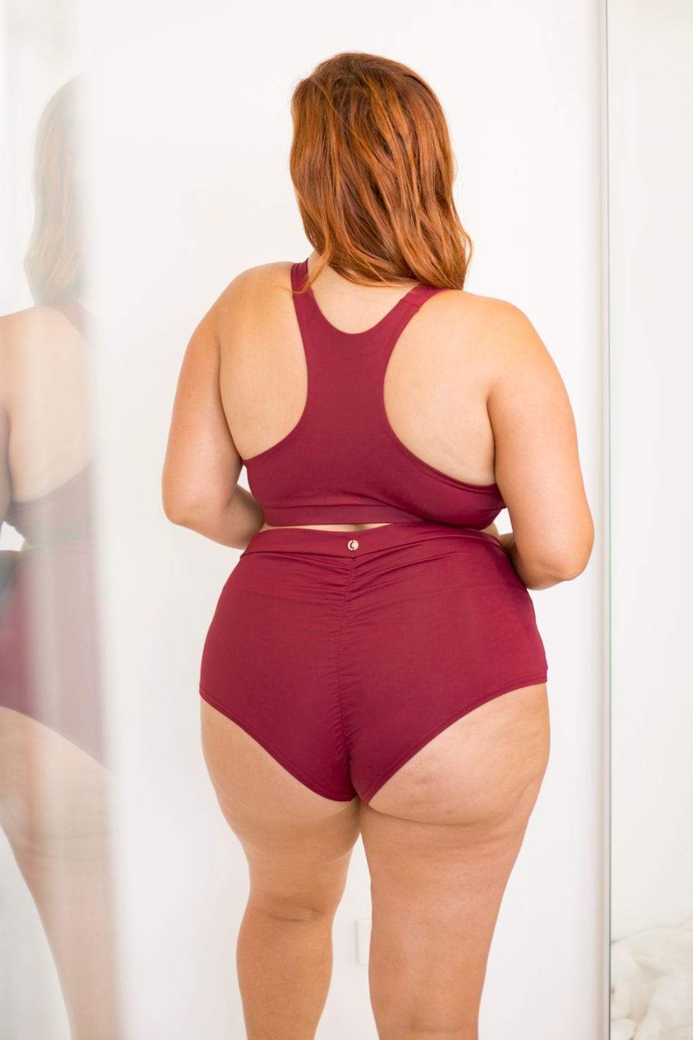 Lunalae Shorts High Waist Basic Shorts - Wine
