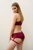 Lunalae Shorts Lure You Garter Shorts - Wine