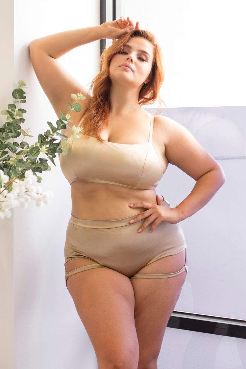 Lunalae Shorts Lure You High Waisted Garter Shorts Gold