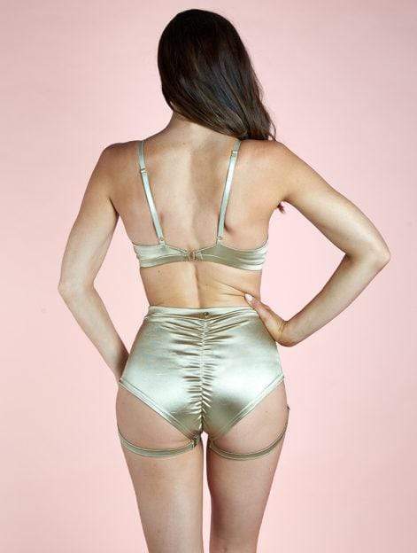 Lunalae Shorts Lure You High Waisted Garter Shorts Gold
