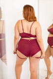 Lunalae Shorts Lure You High Waisted Garter Shorts - Wine