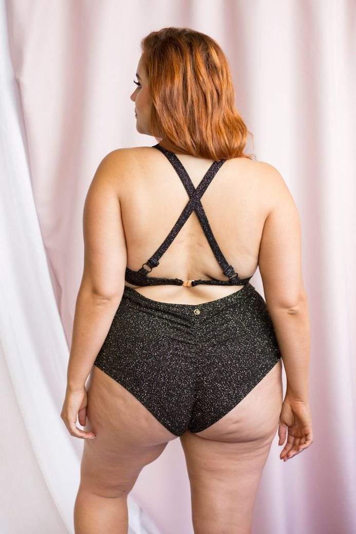 Lunalae Tops Luminous Top Black and Gold Glitter