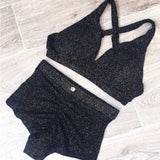 Lunalae Tops Luminous Top Black and Gold Glitter