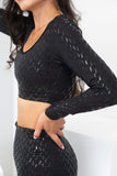Lunalae Tops Sticky Grip Long Sleeve Crop Recycled Black