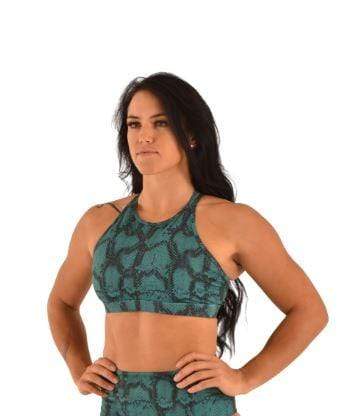 Lifestyle Sports Bra Emerald Green Snake Print - XS
