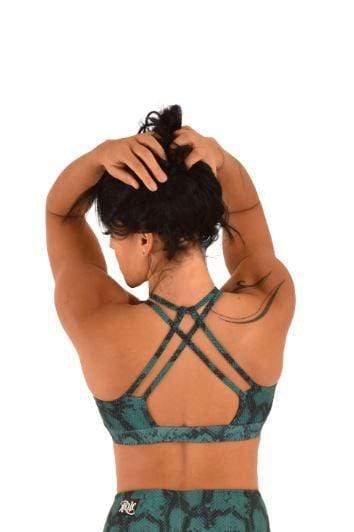 Lifestyle Sports Bra Emerald Green Snake Print - XS