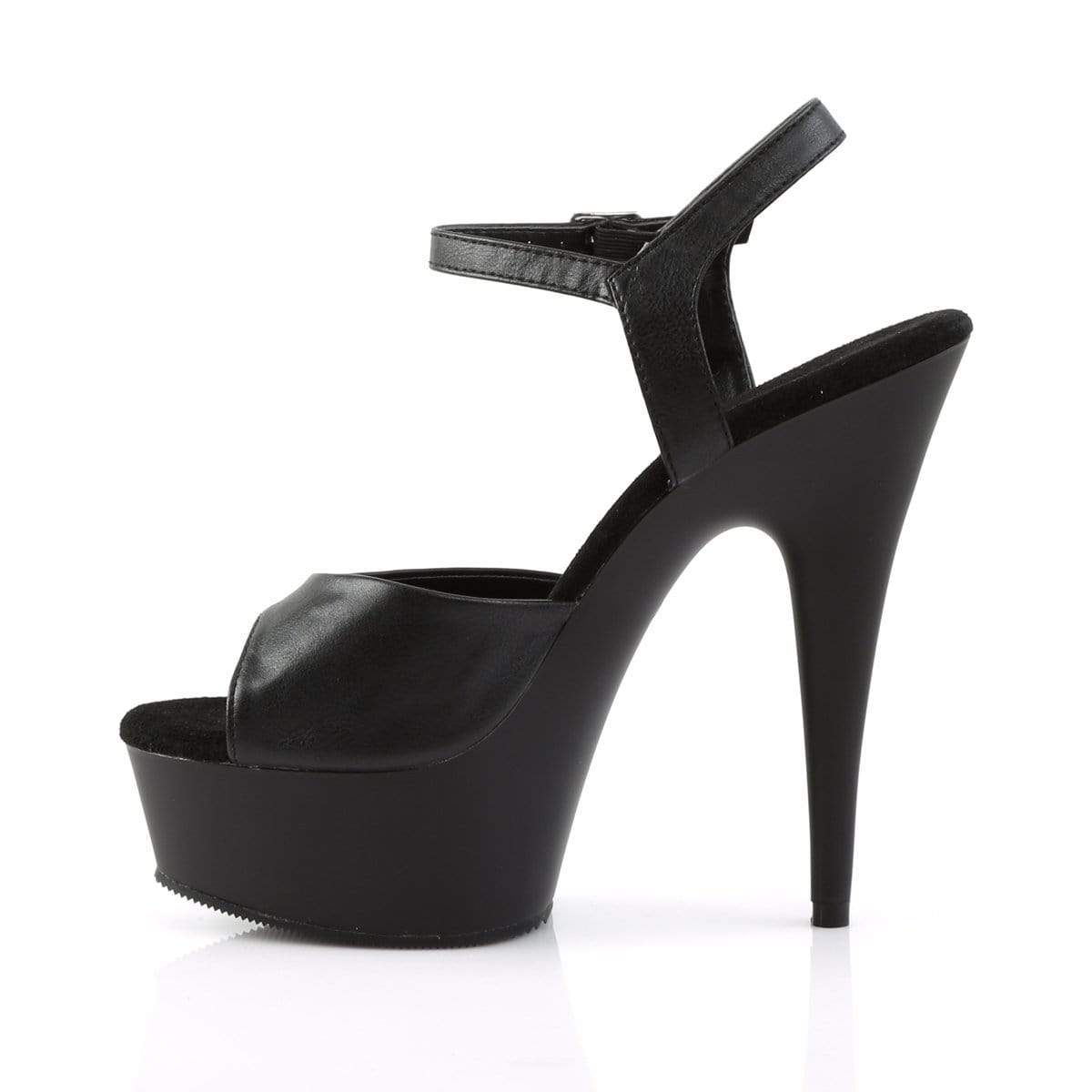 6" Heel, 1 3/4" PF 6" - 6 1/2" Heel Blk Faux Leather/Blk Matte DEL609/BPU/M