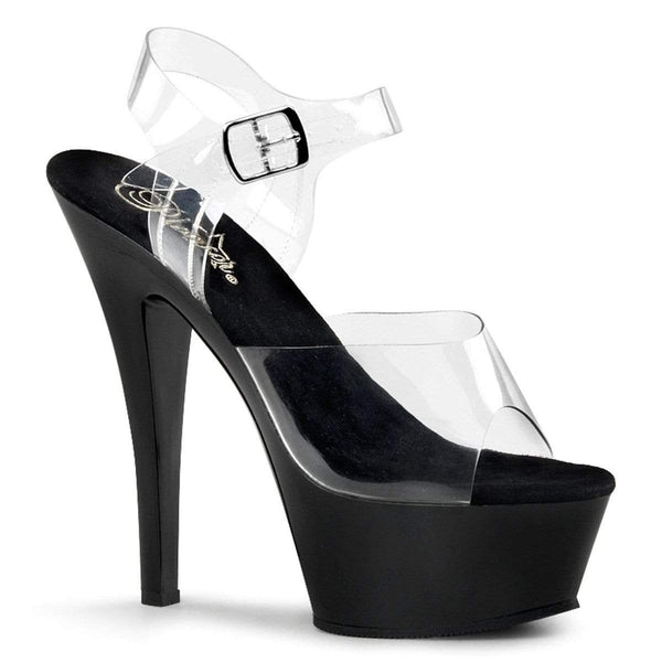 Pleaser Shoes 6" Heel, 1 3/4" PF 6" - 6 1/2" Heel Clr/Blk KISS208/C/B