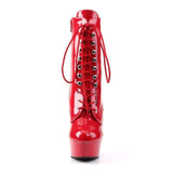 Pleaser Shoes 6" Heel, 1 3/4" PF Ankle/Mid-Calf Boots Red Pat/Red DEL1020/R/M