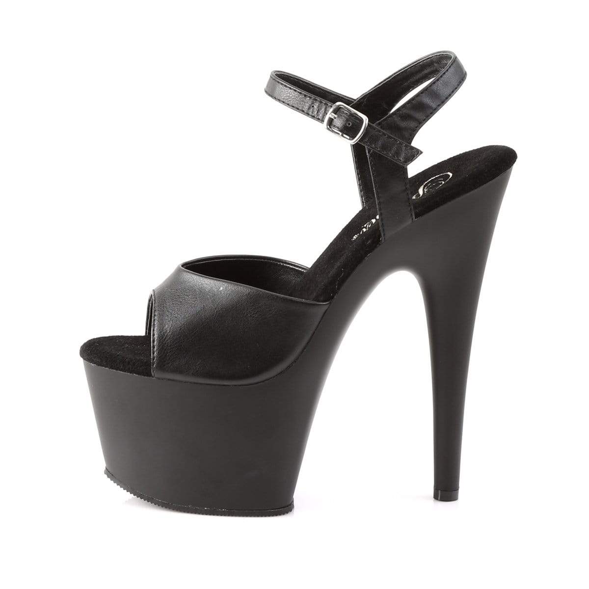 7" Heel, 2 3/4" PF 7" - 7 1/2" Heel Blk Faux Leather/Blk Matte ADO709/BPU/M