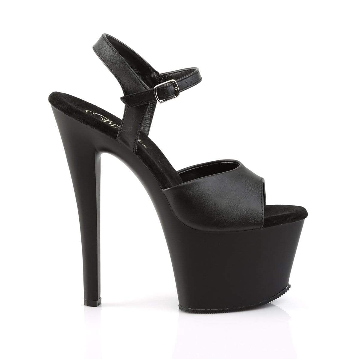 7" Heel, 2 3/4" PF 7" - 7 1/2" Heel Blk Faux Leather/Blk Matte SKY309/BPU/M