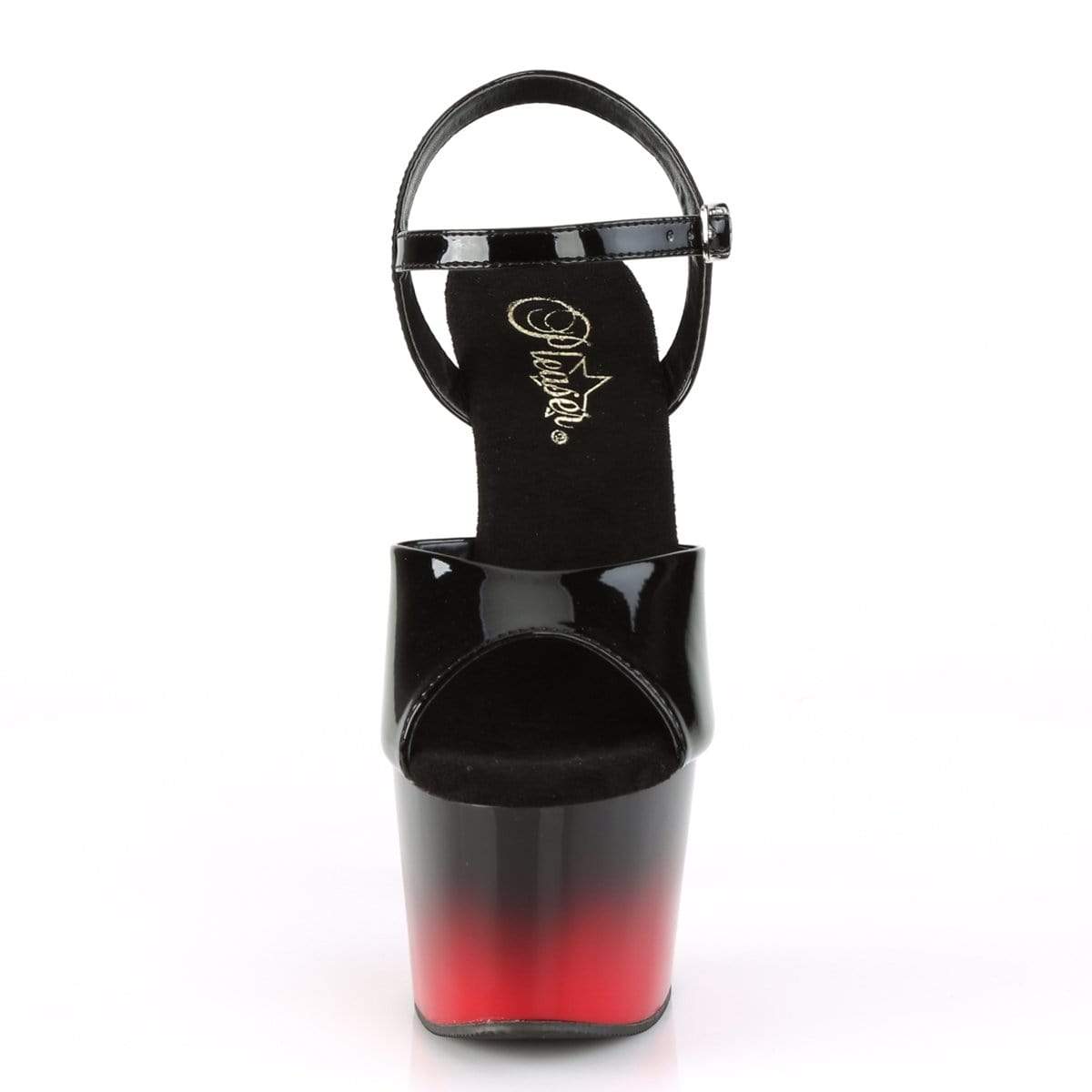 7" Heel, 2 3/4" PF 7" - 7 1/2" Heel Blk Pat/Blk-Red ADO709BR-H/B/B-R