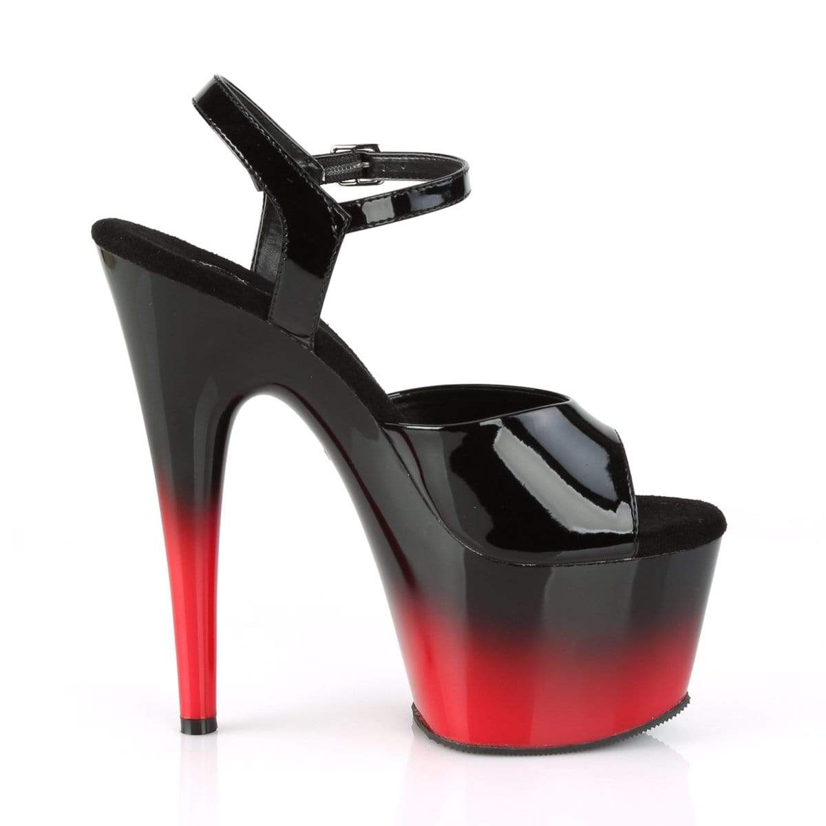 7" Heel, 2 3/4" PF 7" - 7 1/2" Heel Blk Pat/Blk-Red ADO709BR-H/B/B-R