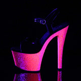 7" Heel, 2 3/4" PF 7" - 7 1/2" Heel Blk Pat/Neon H. Pink Glitter SKY309UVLG/B/NHPG