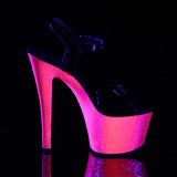 7" Heel, 2 3/4" PF 7" - 7 1/2" Heel Blk Pat/Neon H. Pink Glitter SKY309UVLG/B/NHPG