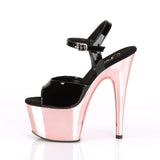 7" Heel, 2 3/4" PF 7" - 7 1/2" Heel Blk Pat/Rose Gold Chrome ADO709/B/ROGLDCH