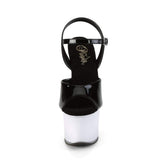 7" Heel, 2 3/4" PF 7" - 7 1/2" Heel Blk Pat/White Glow DISCOLT709/B/WGLOW