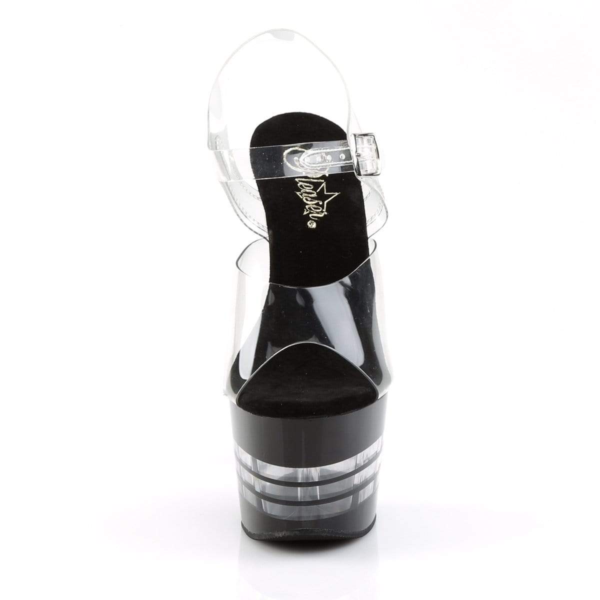 7" Heel, 2 3/4" PF 7" - 7 1/2" Heel Clr/Blk ADO708LN/C/B