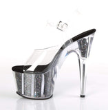 7" Heel, 2 3/4" PF 7" - 7 1/2" Heel Clr/Blk Confetti Glitter ADO708CG/C/BG