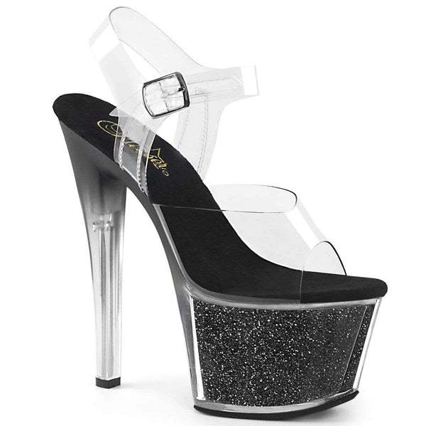 7" Heel, 2 3/4" PF 7" - 7 1/2" Heel Clr/Blk Glitter Inserts SKY308G-T/C/BGI