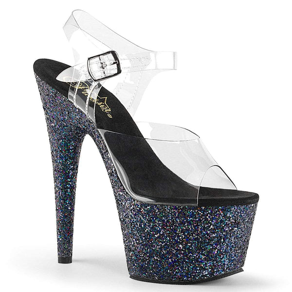 7" Heel, 2 3/4" PF 7" - 7 1/2" Heel Clr/Blk Multi Glitter ADO708LG/C/BG