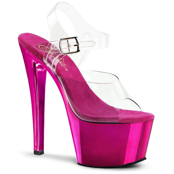 7" Heel, 2 3/4" PF 7" - 7 1/2" Heel Clr/H. Pink Chrome SKY308/C/HPCH