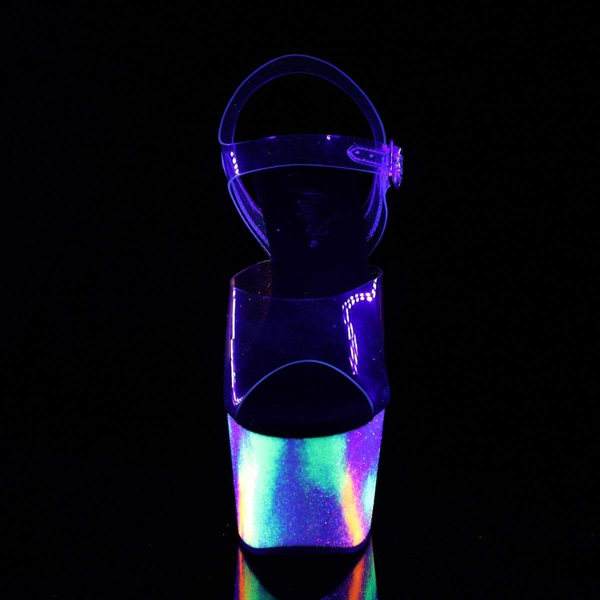 7" Heel, 2 3/4" PF 7" - 7 1/2" Heel Clr/Neon Galaxy Glitter ADO708GXY/C/NGXY