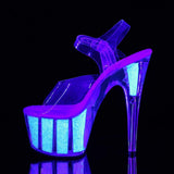 7" Heel, 2 3/4" PF 7" - 7 1/2" Heel Clr/Neon Opal Glitter ADO708UVG/C/NOPG